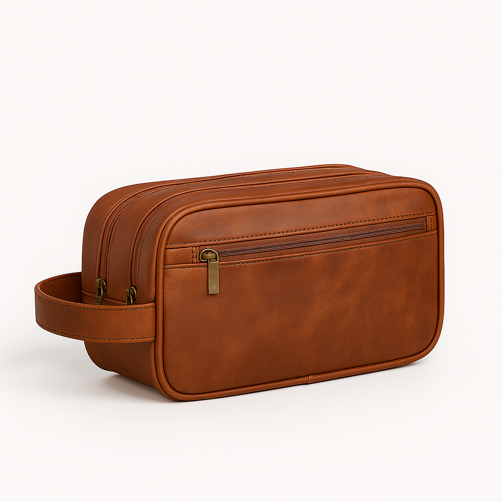 Trousse de toilette cuir homme suspendue, élégante et étanche idéale pour les voyages organisés et stylés