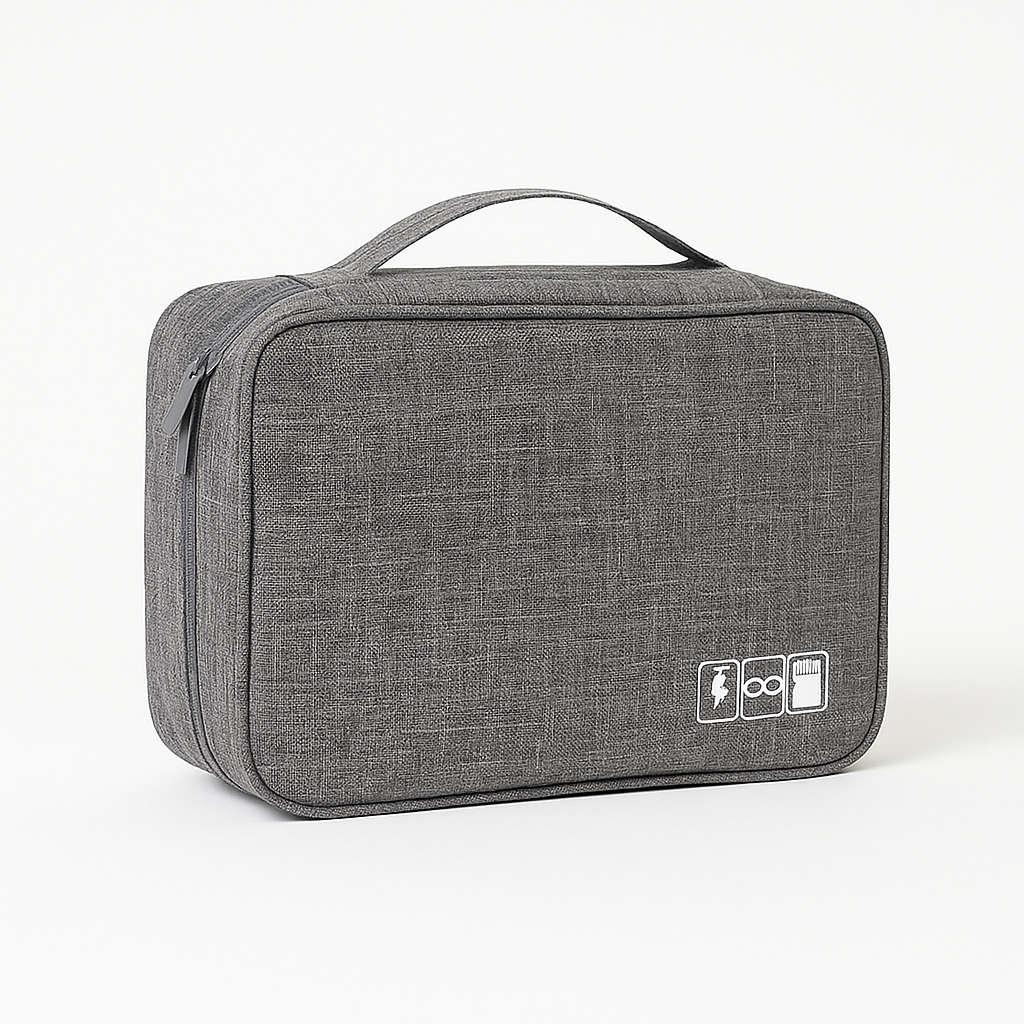 Trousse de toilette homme grise avec grande capacité organisateur de voyage avec fermeture zippée et design épuré
