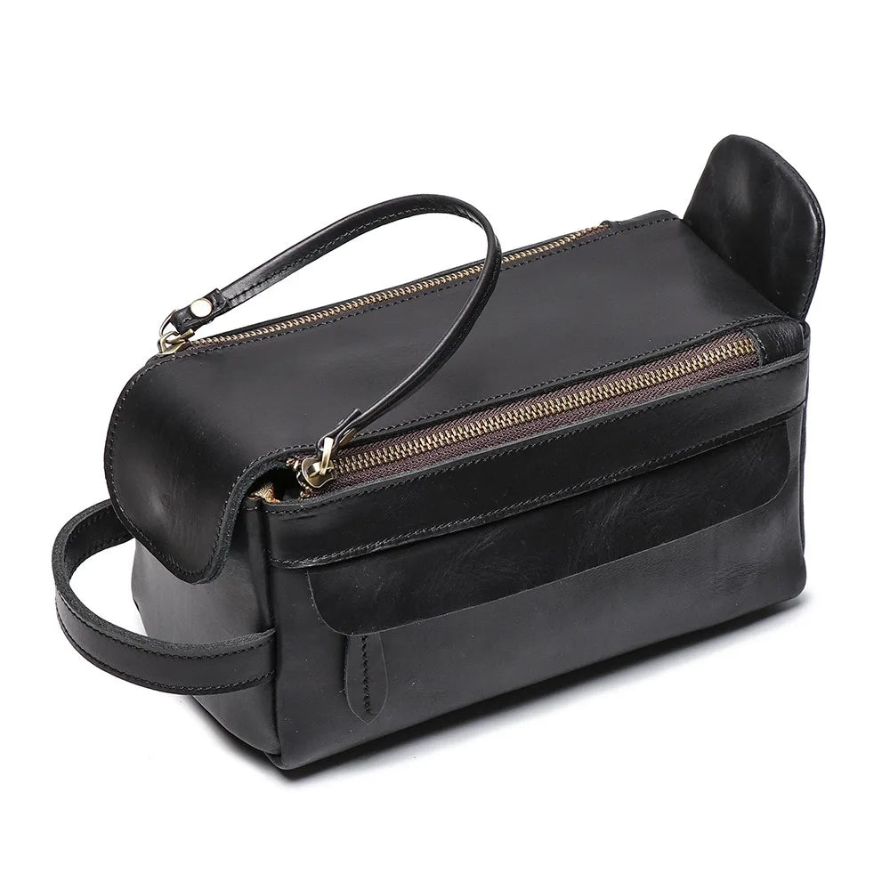 Trousse de toilette homme en cuir véritable