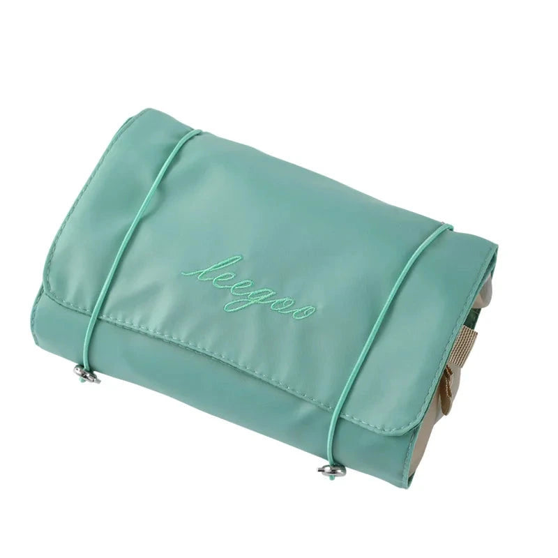 Grosse trousse de toilette pliante en mesh zippée