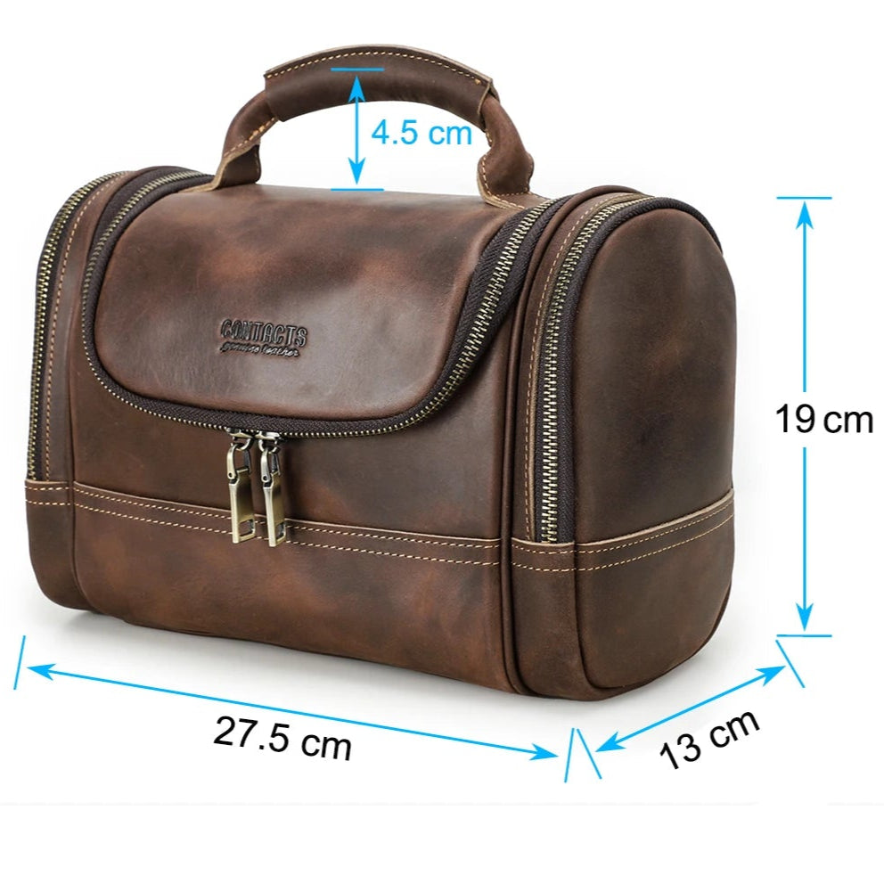 Trousse de toilette homme cuir vintage grande capacité