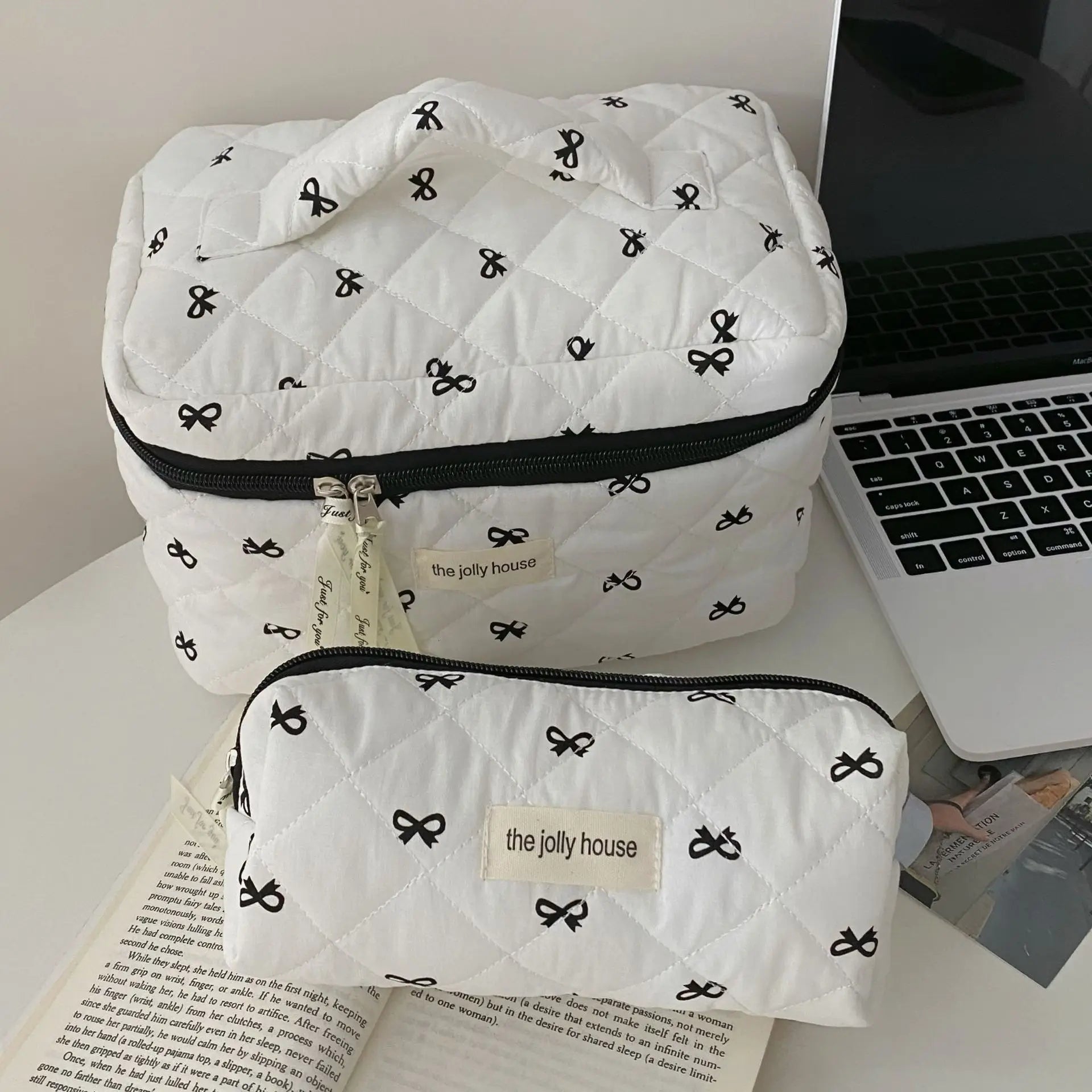 Trousse de toilette coton – Style matelassé multifonction