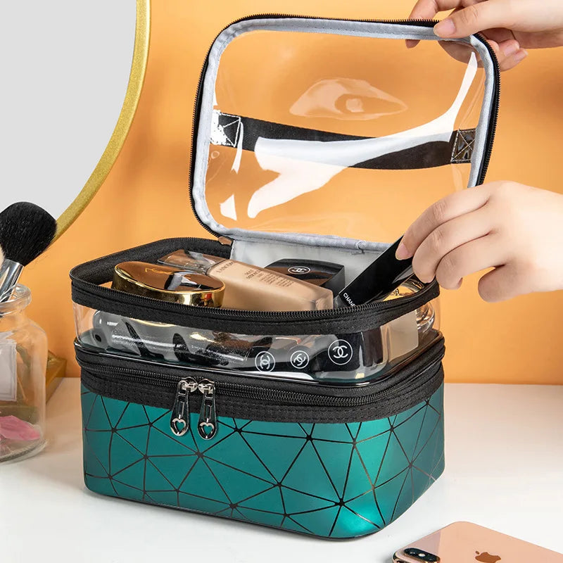 Trousse de toilette de luxe à compartiments, grande capacité et étanche