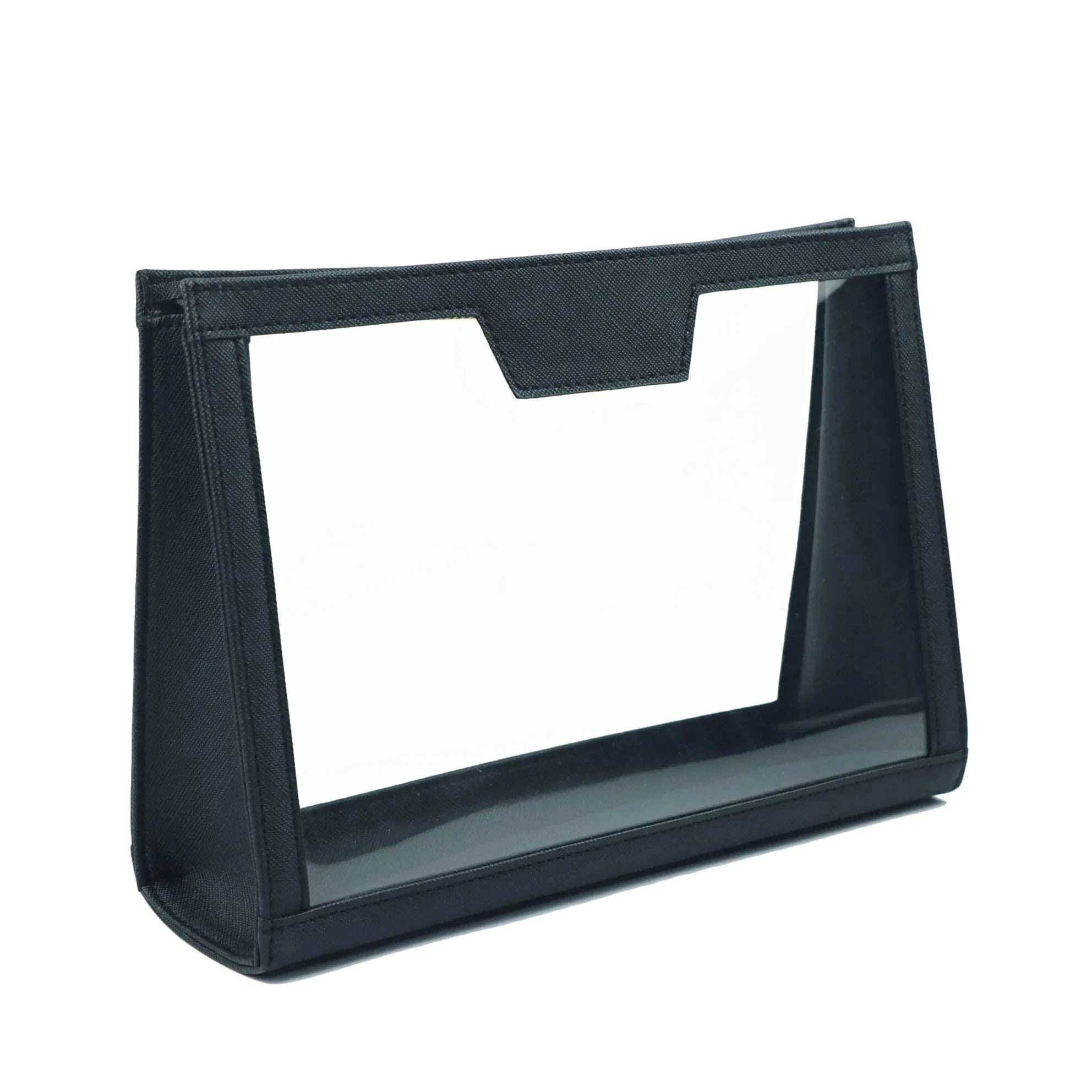 Trousse de toilette transparente personnalisable – Pochette élégante en PVC et similicuir