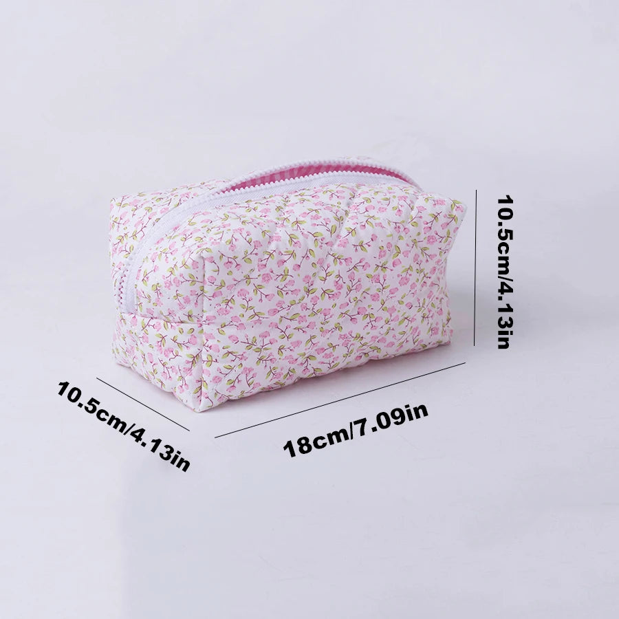 Trousse de toilette femme coton matelassé – Design floral élégant