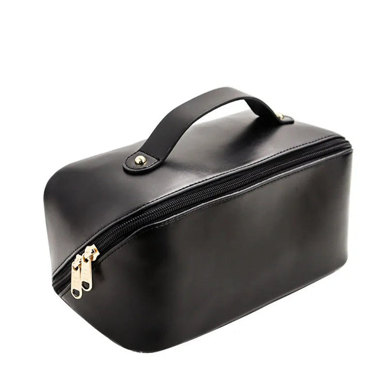 Trousse de toilette de luxe noire grande capacité – suspendue, imperméable et conçue pour les voyages haut de gamme