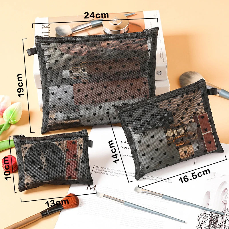 Trousse de toilette transparente cœur - Format mini & tendance