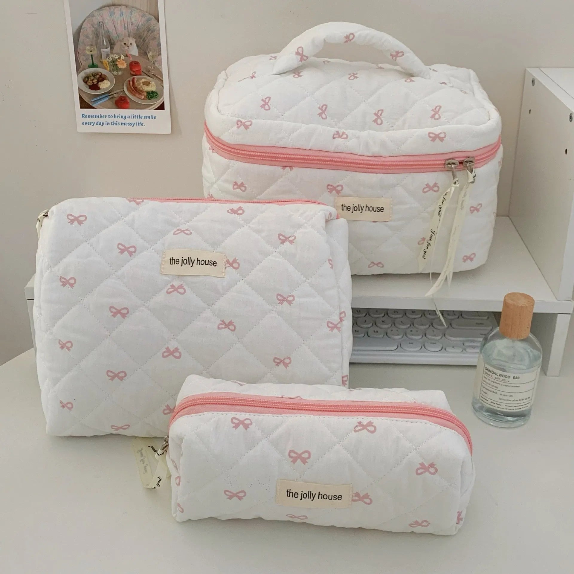 Trousse de toilette coton – Style matelassé multifonction