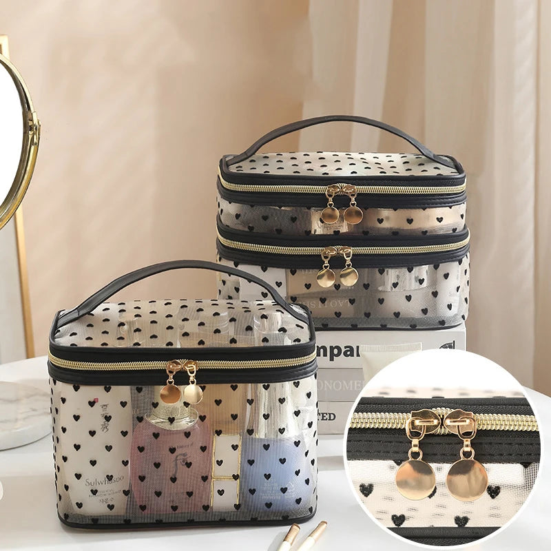 Trousse de toilette femme transparente – Élégante, légère et aérée en mesh