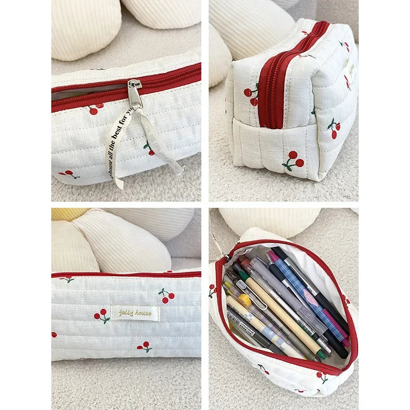 Trousse de toilette en coton | Style rétro pour femme - Compacte & chic