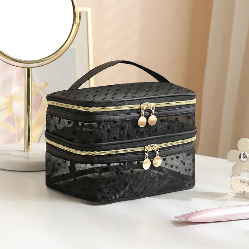 Trousse de toilette femme transparente – Élégante, légère et aérée en mesh