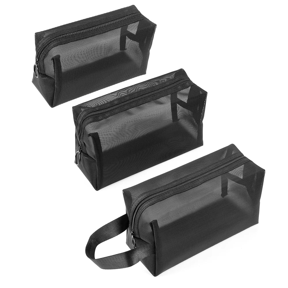Trousse de toilette transparente noire multi-tailles