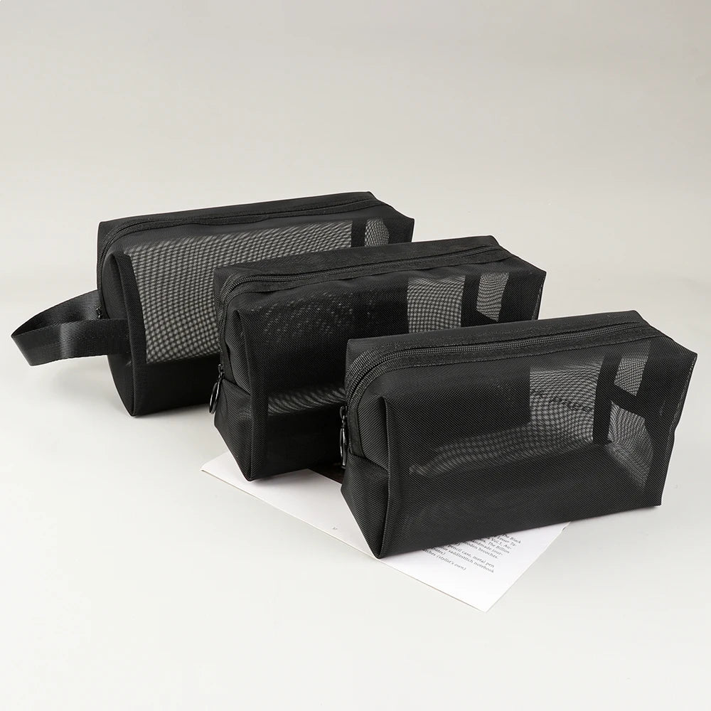 Trousse de toilette transparente rigide noire – design rectangulaire pour un rangement net et structuré