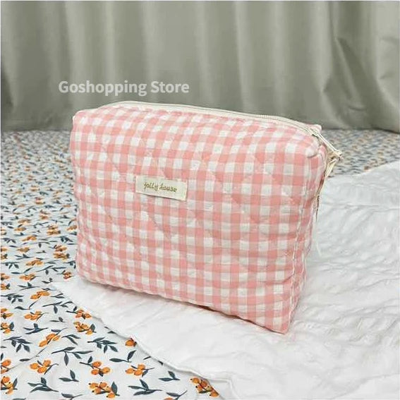 Trousse de toilette en coton | Style rétro pour femme - Compacte & chic