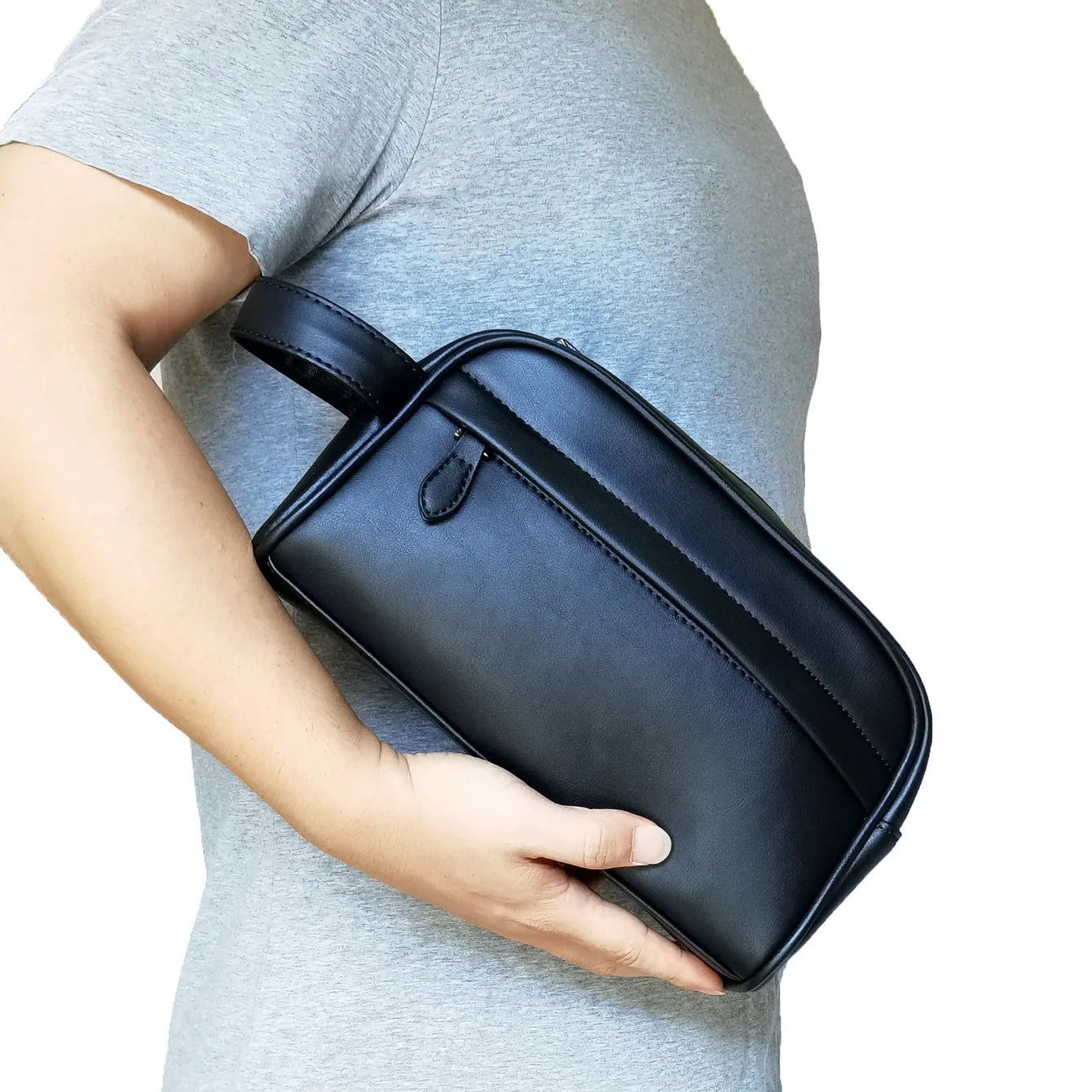 Trousse de toilette homme en cuir – Format compact, élégant et multifonction