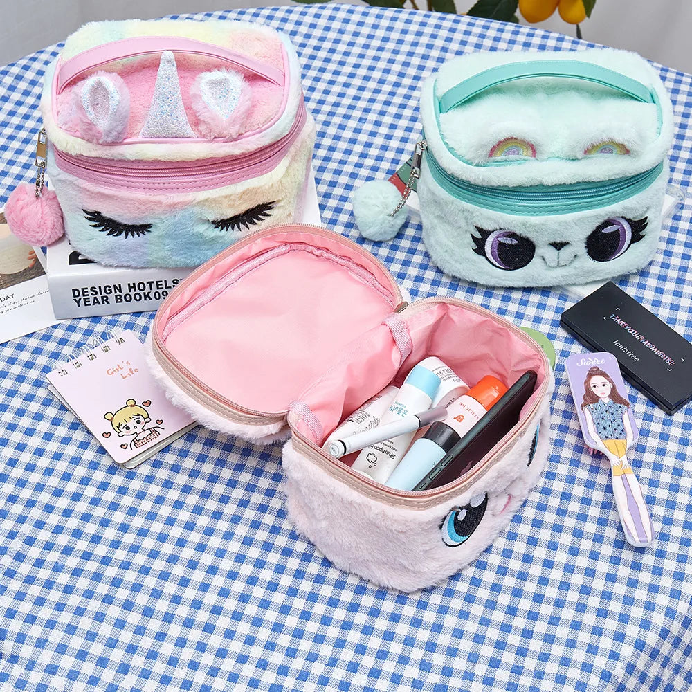 Trousse de toilette bébé licorne – sac de rangement peluche enfant