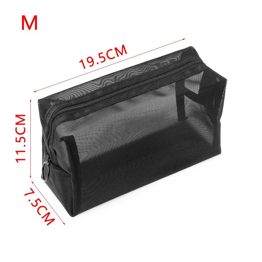 Trousse de toilette transparente noire multi-tailles