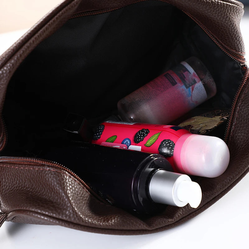Trousse de toilette homme en cuir – Élégante, résistante et grande capacité