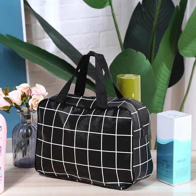 Trousse de toilette vanity à motif quadrillé