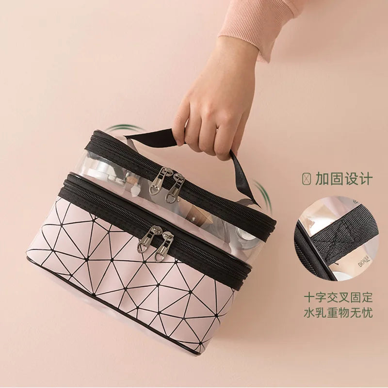 Trousse de toilette de luxe à compartiments, grande capacité et étanche