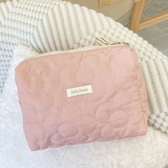 Trousse de toilette en coton | Style rétro pour femme - Compacte & chic