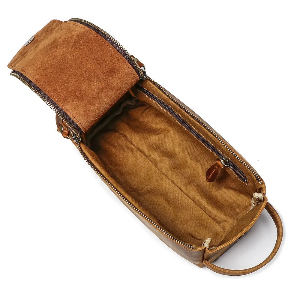 Trousse de toilette homme en cuir véritable