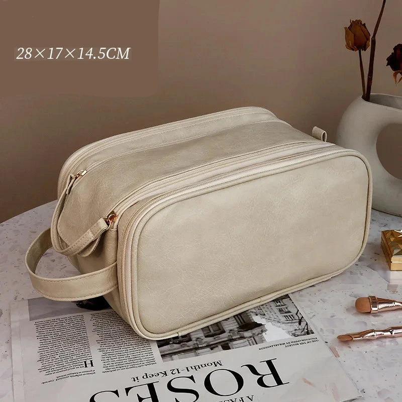Trousse de toilette vanity rigide, grande capacité et finition élégante