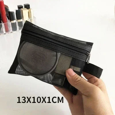 Trousse de toilette femme maille transparente