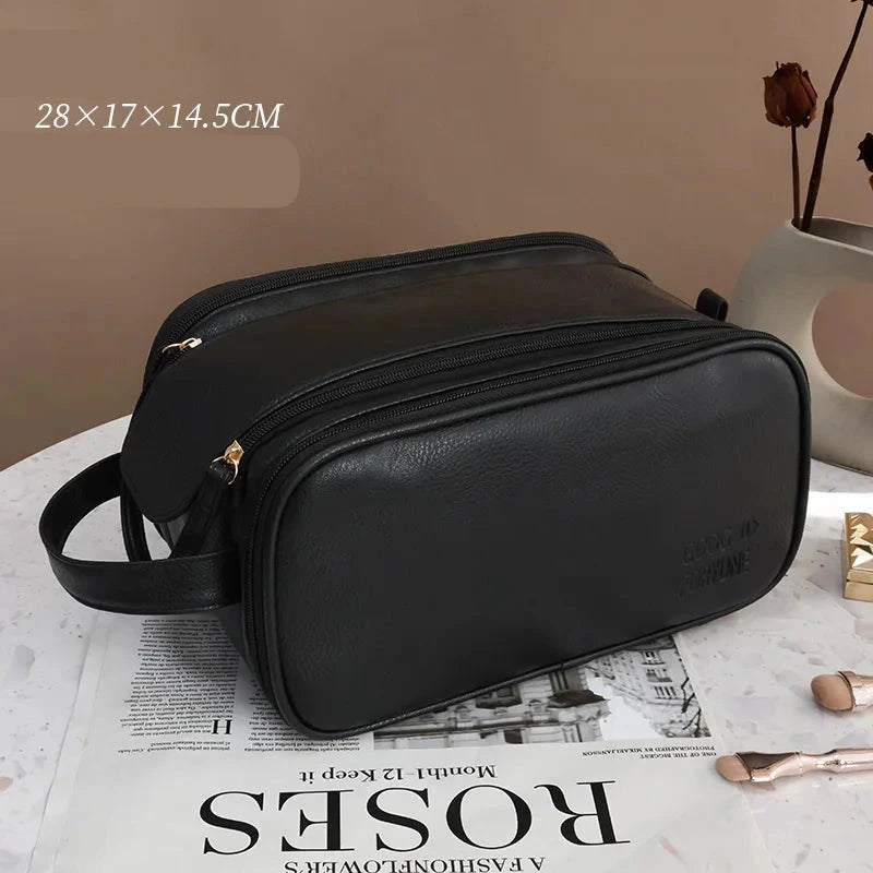 Trousse de toilette vanity rigide, grande capacité et finition élégante
