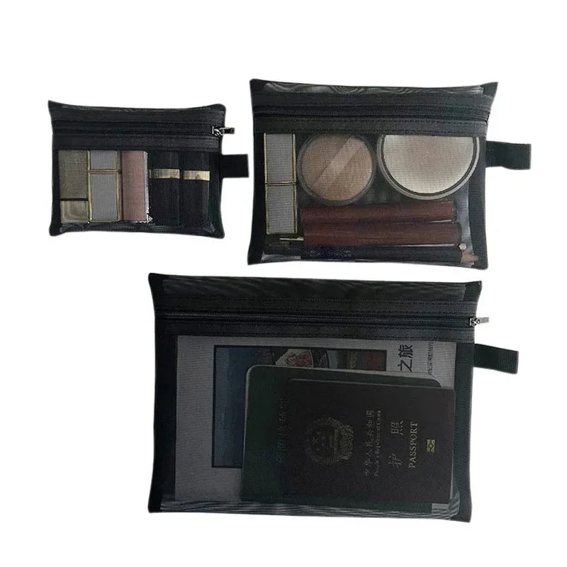 Trousse de toilette femme maille transparente