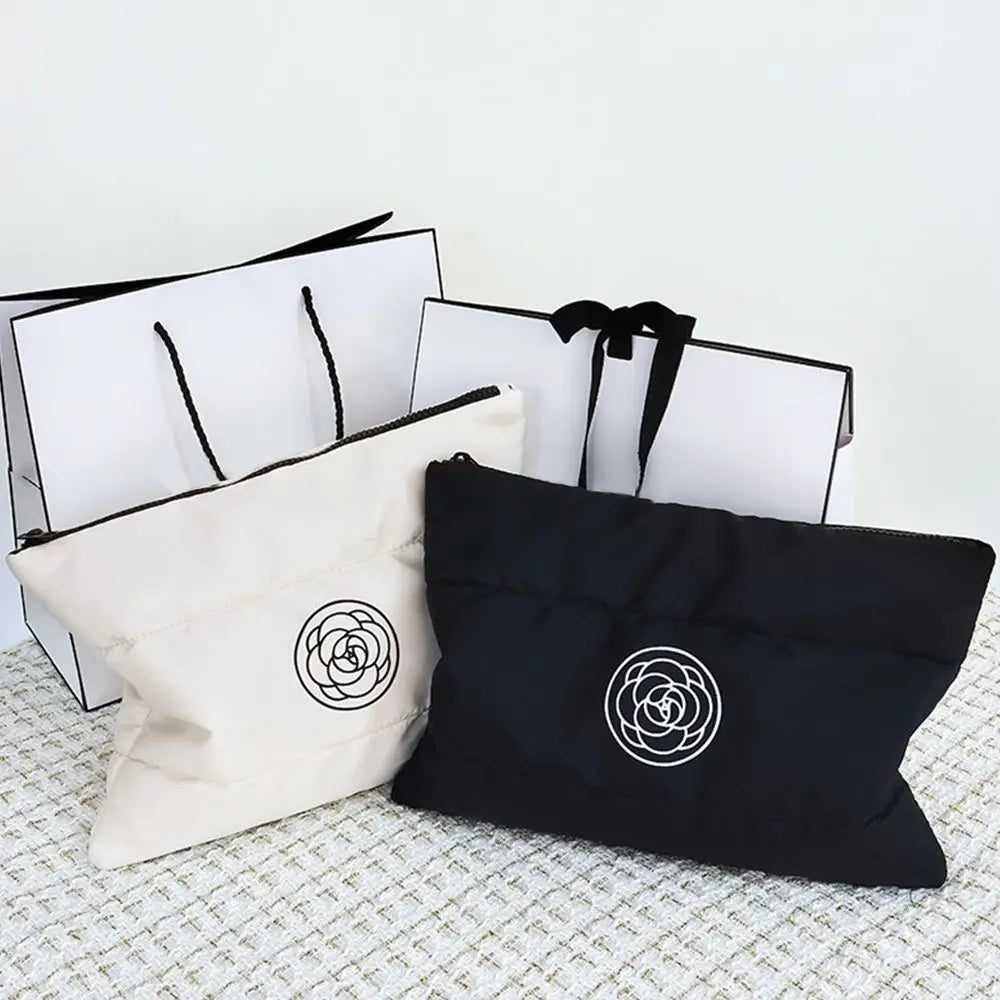 Trousse de toilette en coton femme – Grande pochette zippée 100% coton pour maquillage et voyage