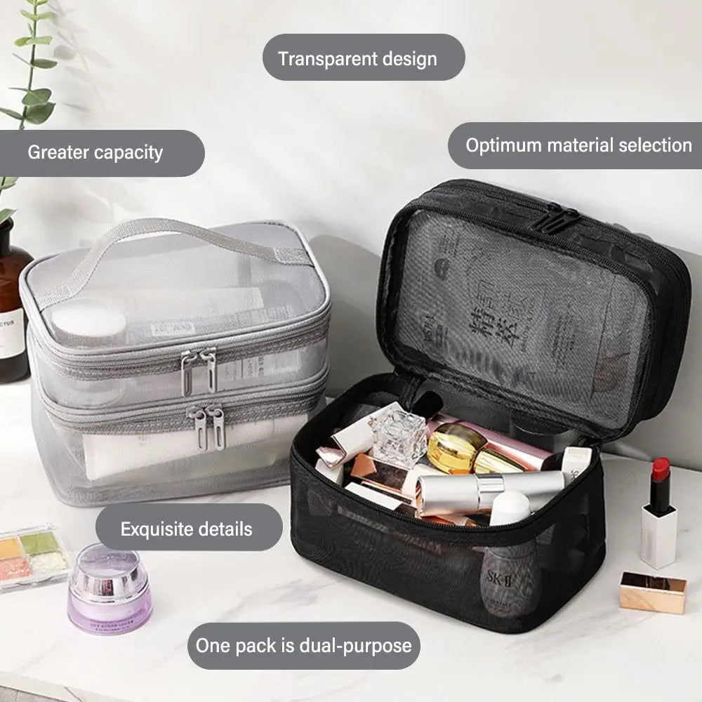 Trousse de toilette transparente voyage multicouches
