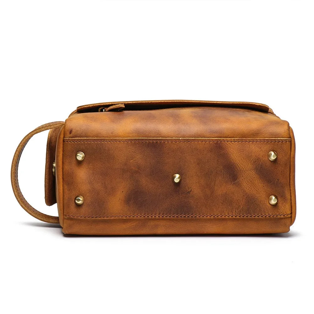 Trousse de toilette homme en cuir véritable
