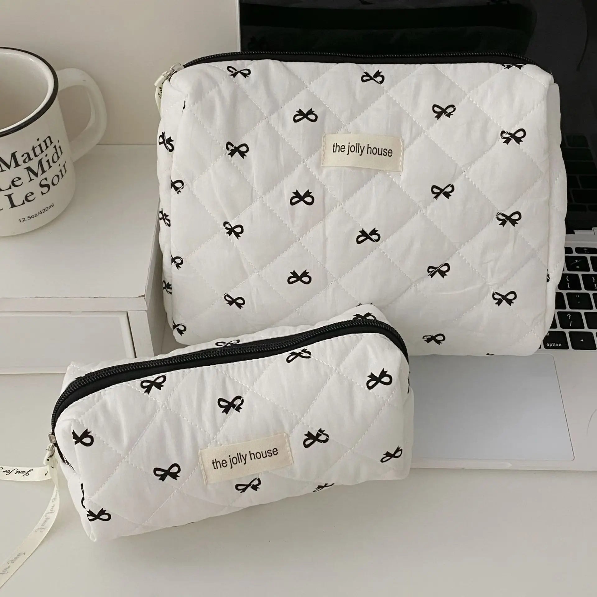 Trousse de toilette coton – Style matelassé multifonction