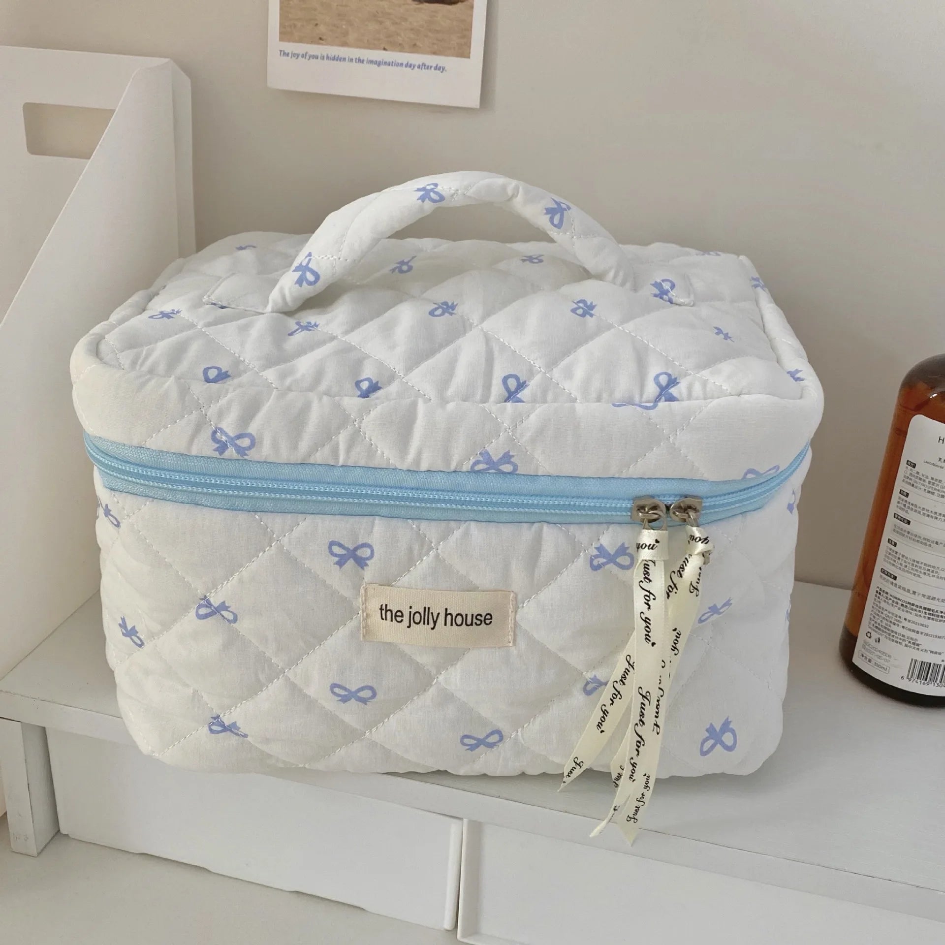 Trousse de toilette coton – Style matelassé multifonction