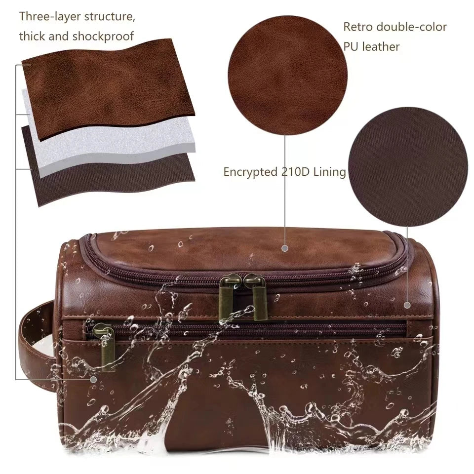 Trousse de toilette cuir homme – Idéale pour les déplacements