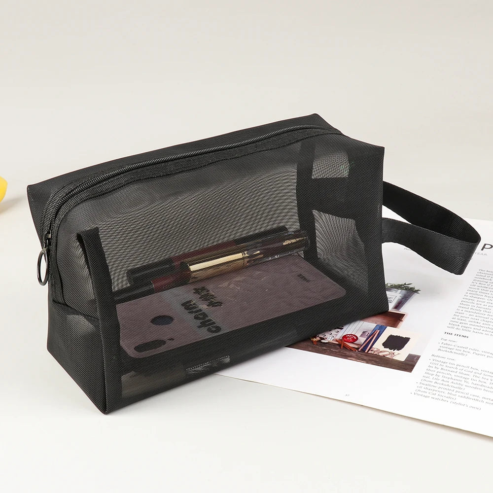Trousse de toilette transparente noire multi-tailles