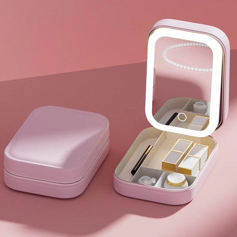 Trousse de toilette femme vanity avec miroir LED – Compacte, élégante et rechargeable