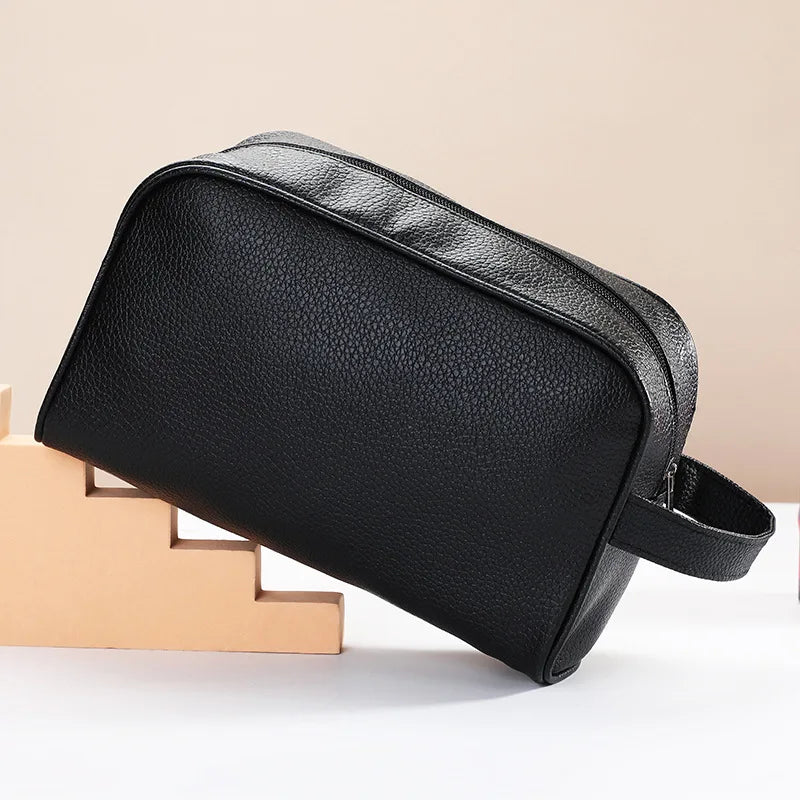 Trousse de toilette homme en cuir haut de gamme, grande capacité et style raffiné