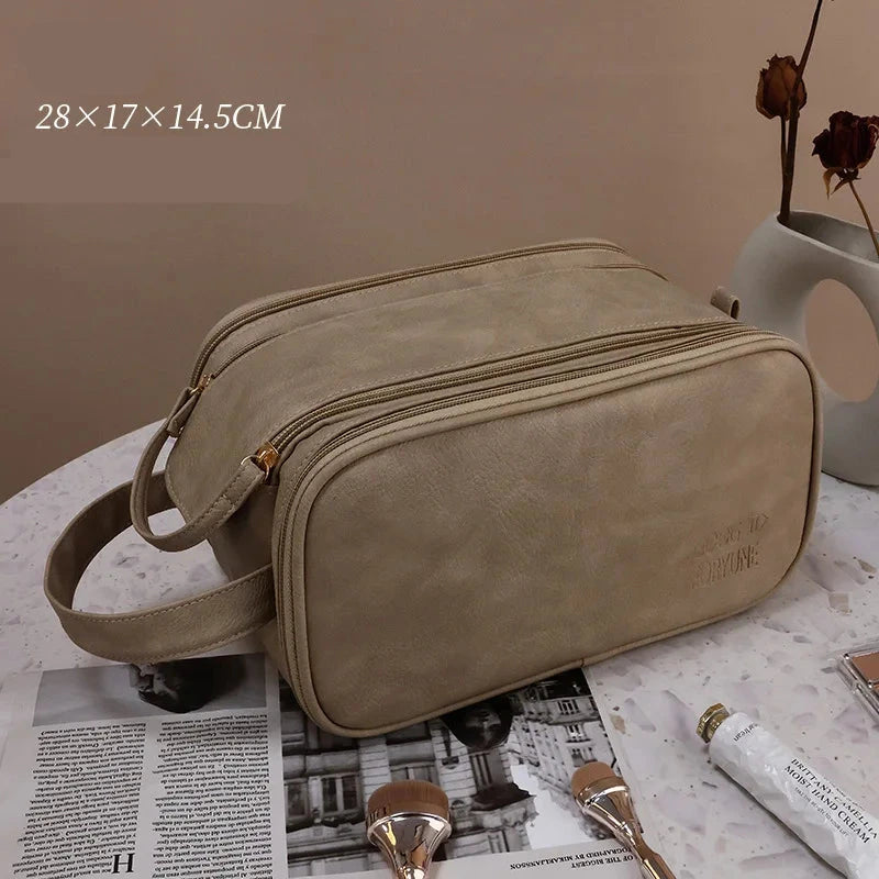 Trousse de toilette vanity rigide, grande capacité et finition élégante