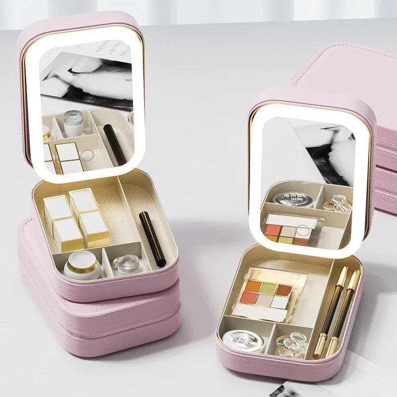 Trousse de toilette femme vanity avec miroir LED – Compacte, élégante et rechargeable