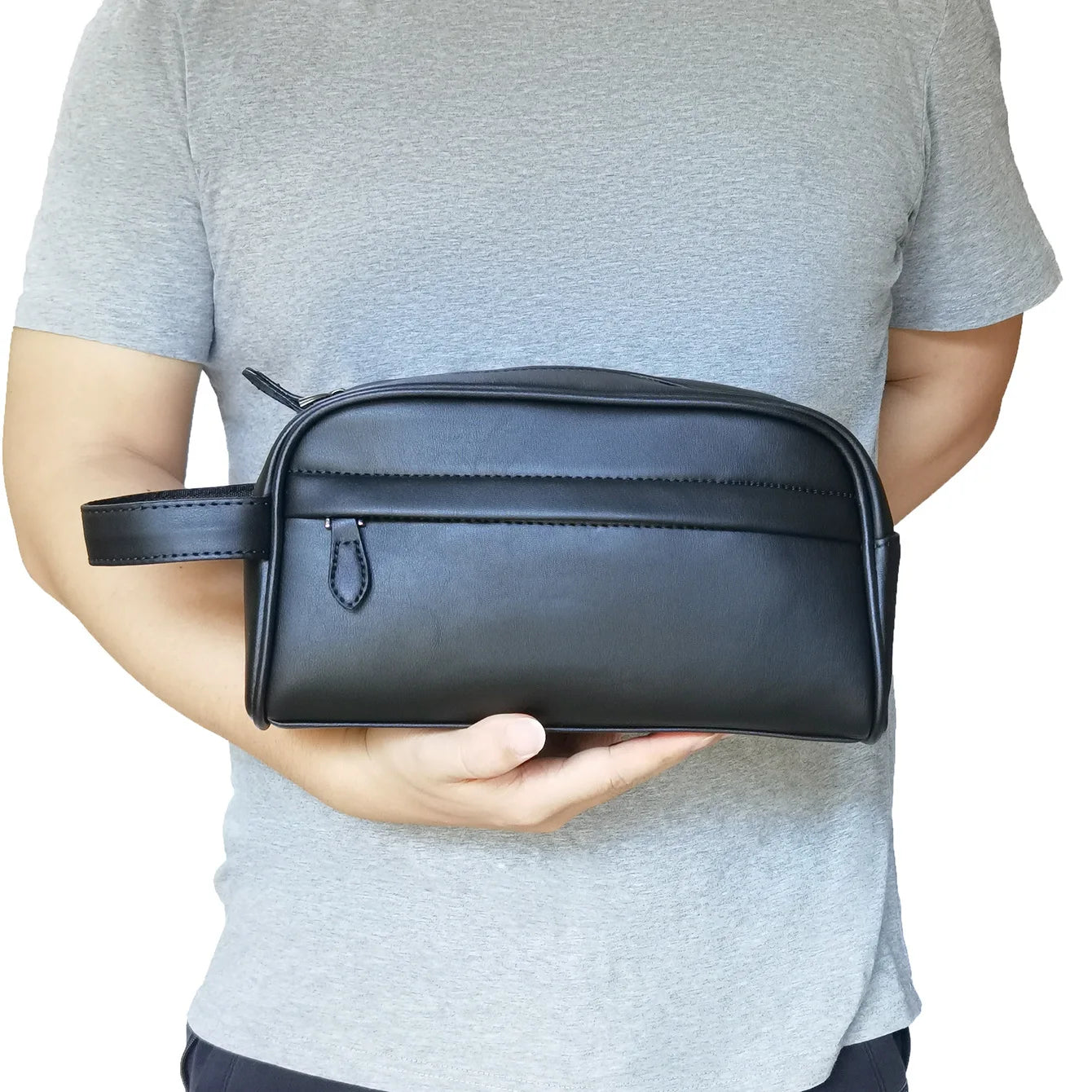Trousse de toilette homme en cuir – Format compact, élégant et multifonction