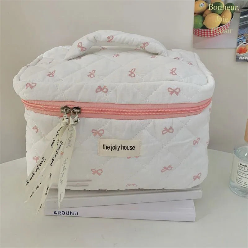 Trousse de toilette coton – Style matelassé multifonction