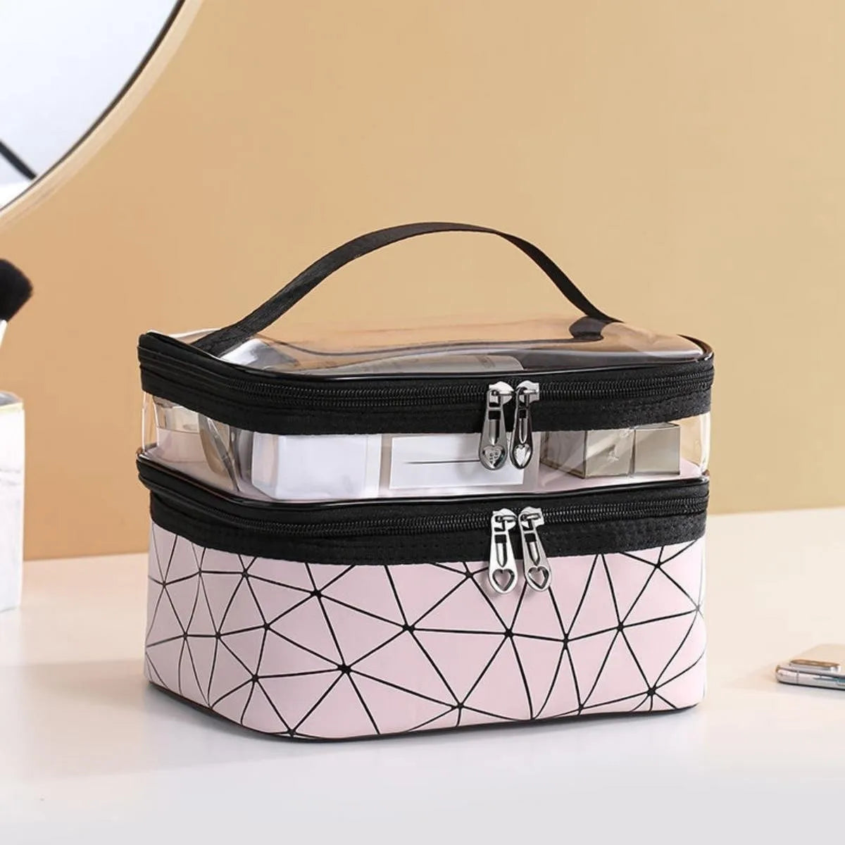 Trousse de toilette de luxe à compartiments, grande capacité et étanche