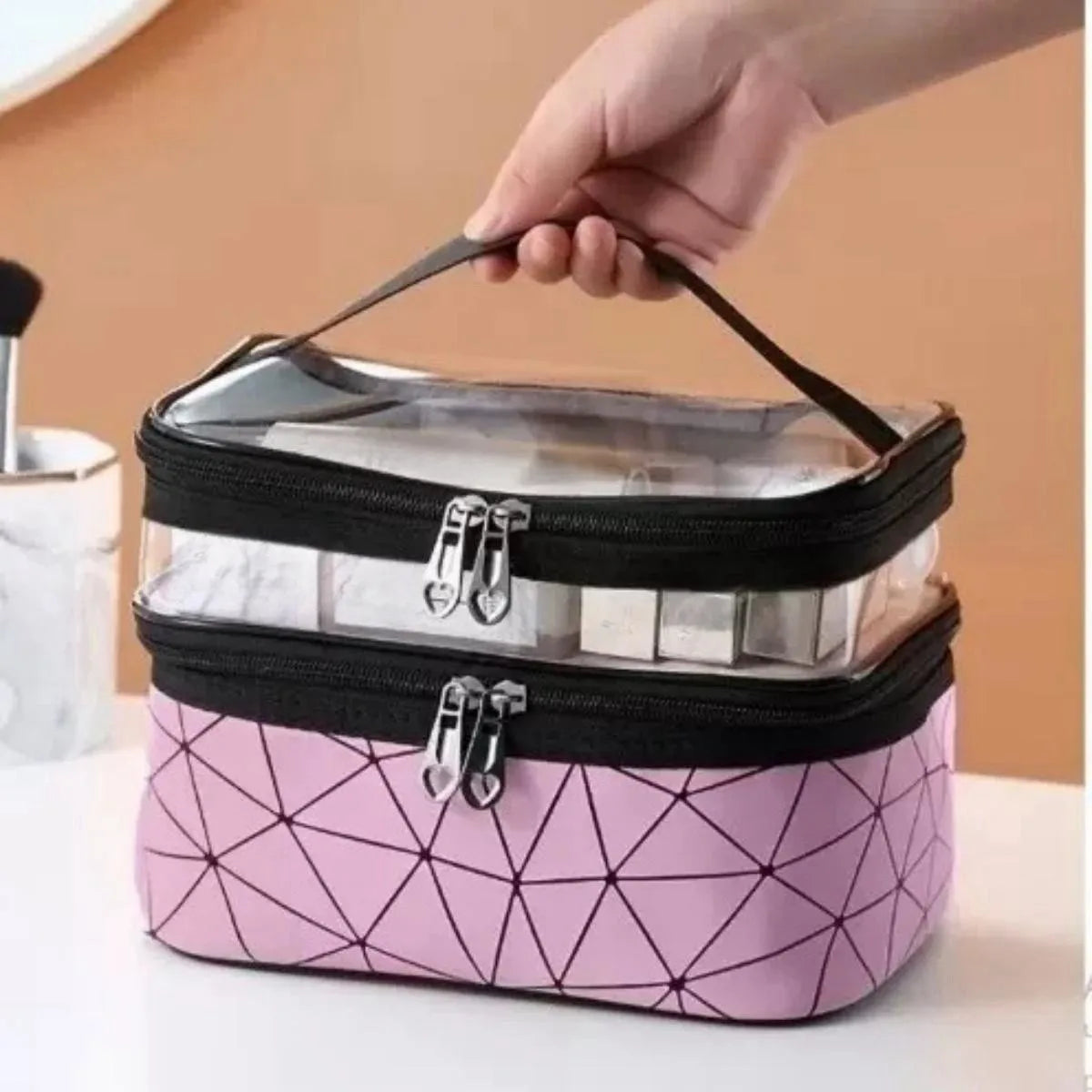 Trousse de toilette de luxe à compartiments, grande capacité et étanche