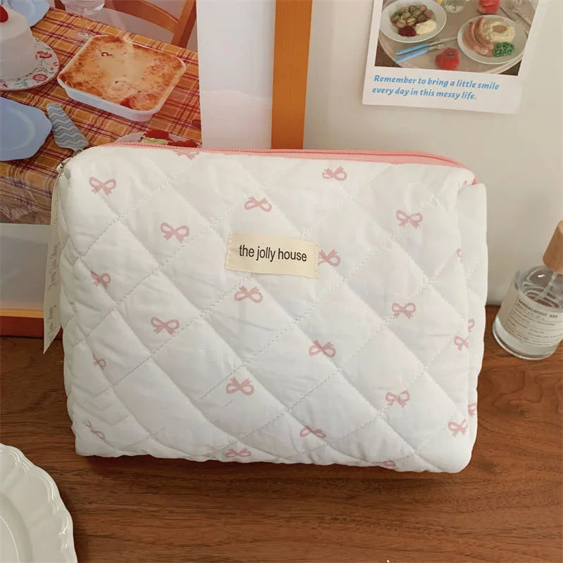 Trousse de toilette coton – Style matelassé multifonction
