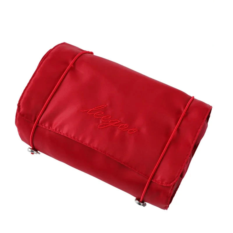 Grosse trousse de toilette pliante en mesh zippée