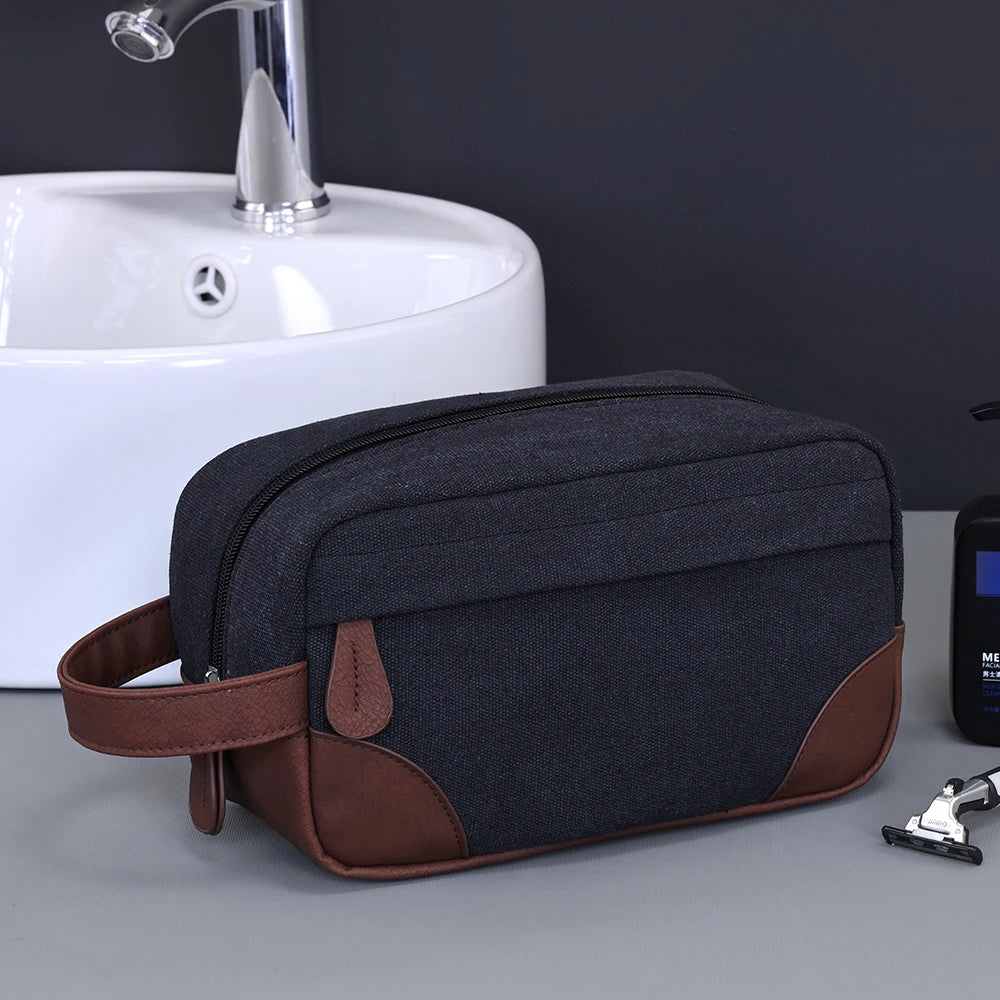 Trousse de toilette homme vintage grande capacité pour voyage, design rétro chic et pratique