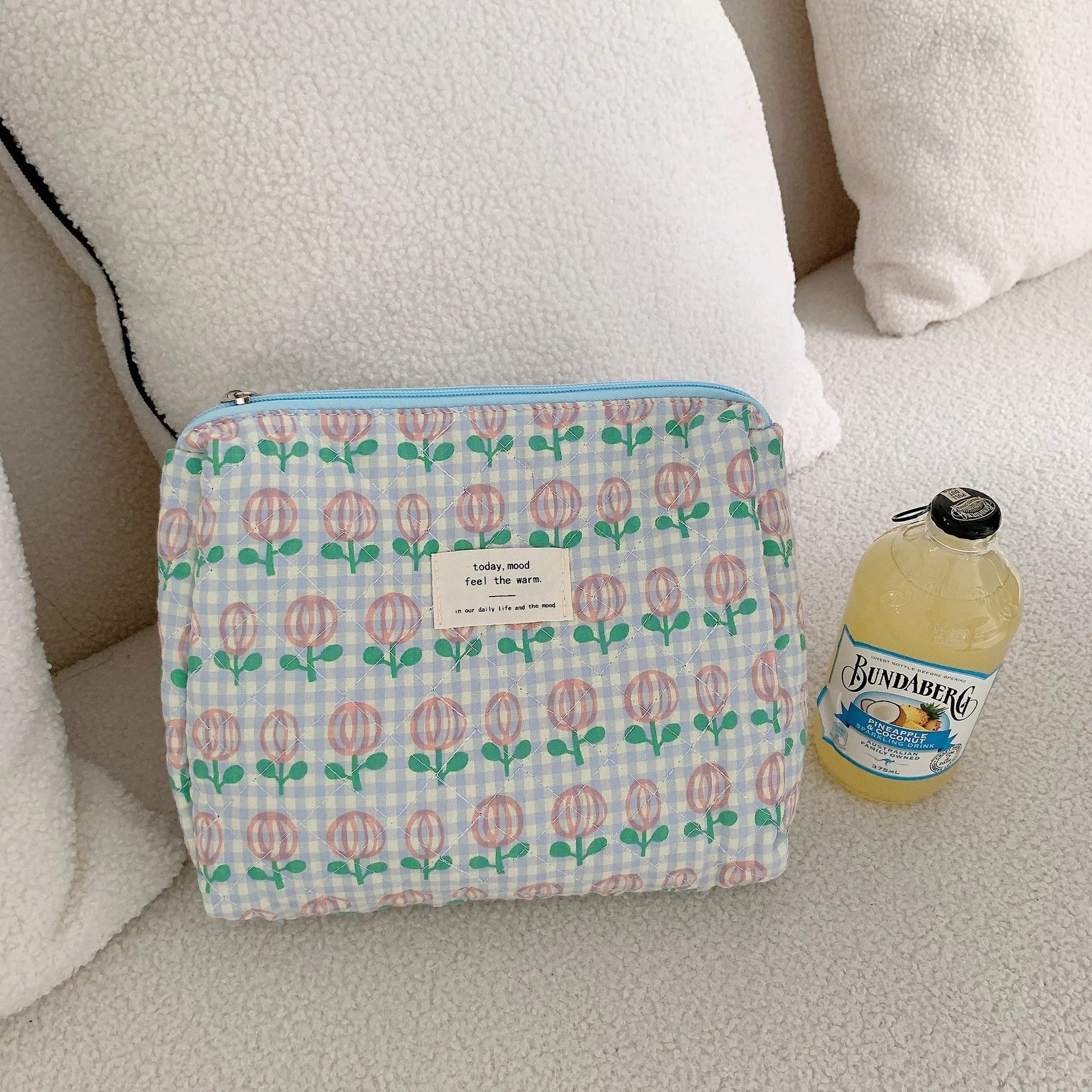 Trousse de toilette en coton | Style rétro pour femme - Compacte & chic