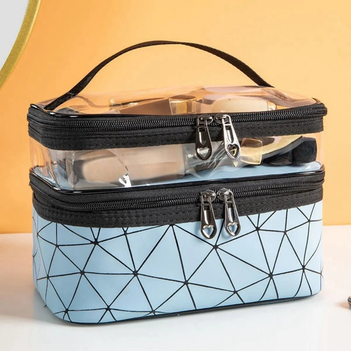Trousse de toilette de luxe à compartiments, grande capacité et étanche